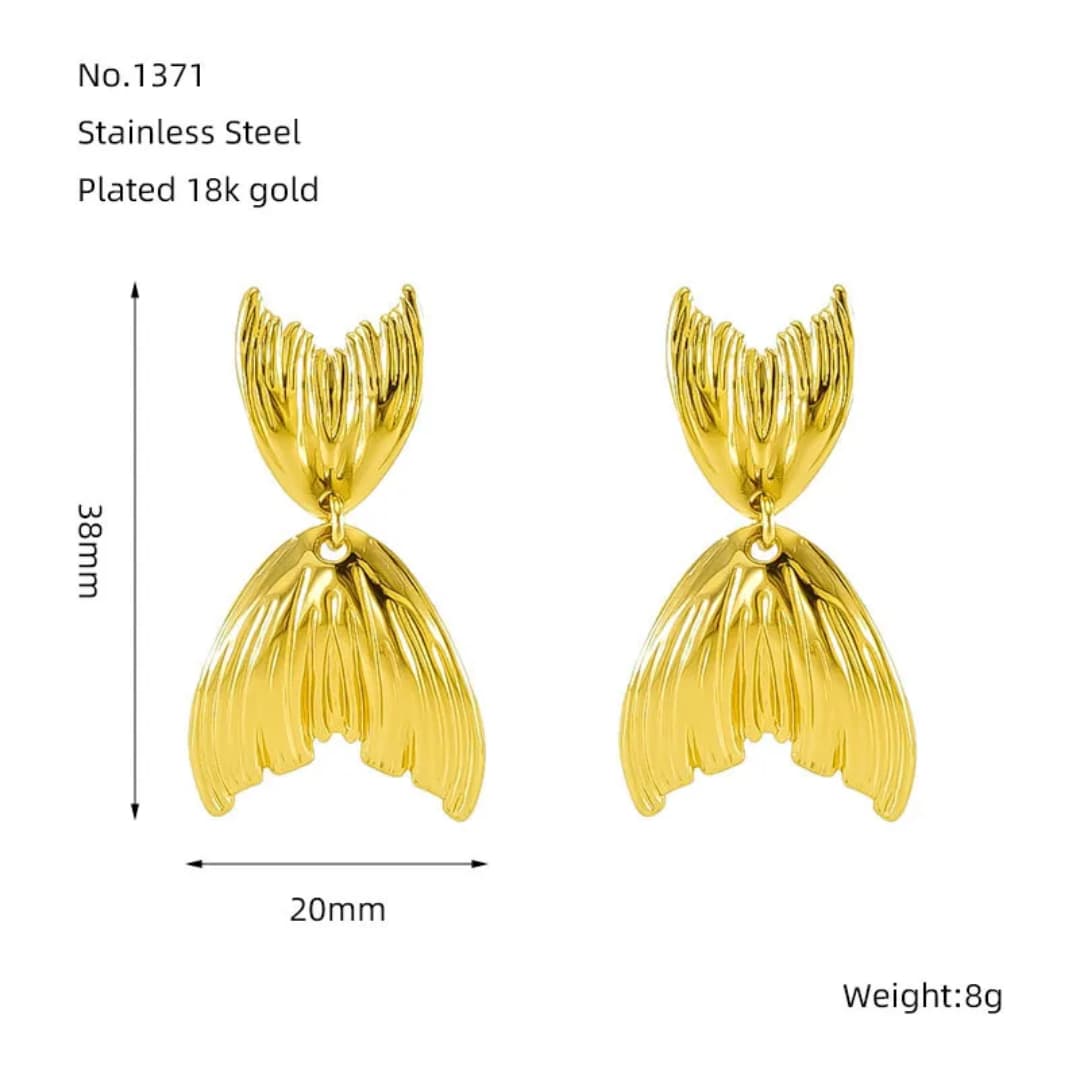 Fish Tail Earrings - 18K Gold Plated
