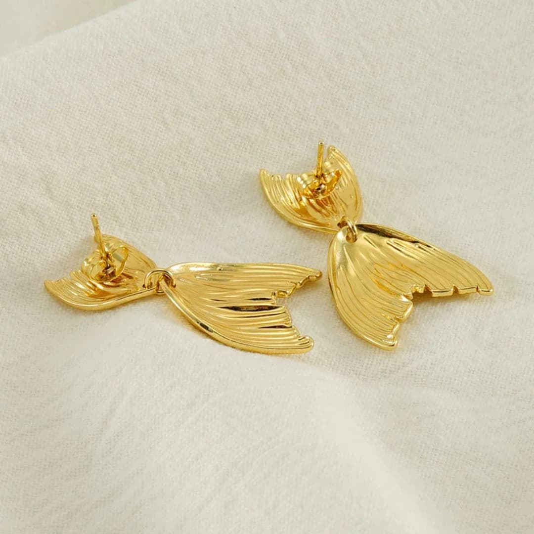 Fish Tail Earrings - 18K Gold Plated