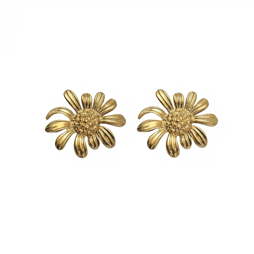 Flower Studs Earrings - 18K Gold Plated