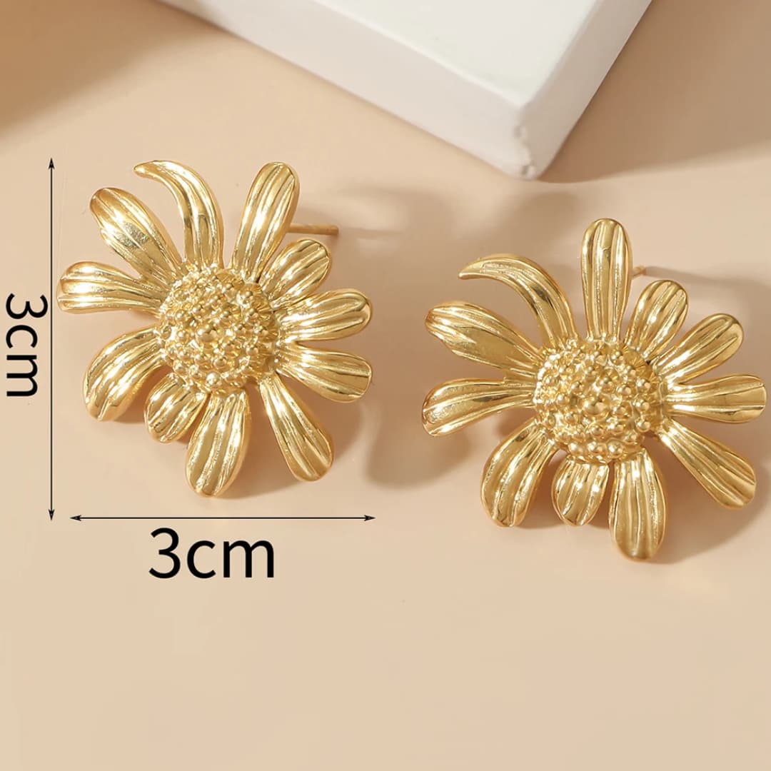 Flower Studs Earrings - 18K Gold Plated