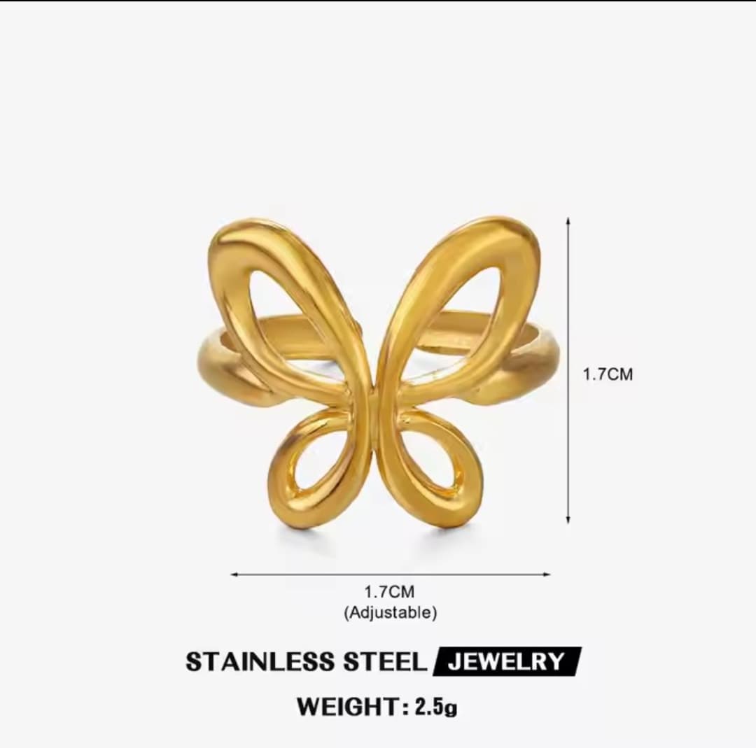 Hollow Butterfly Ring 18K Gold Plated - Adjustable