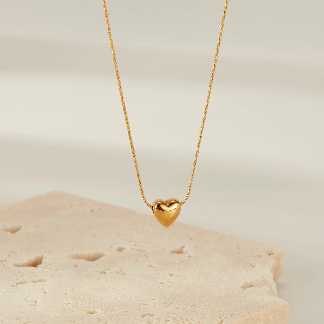 Minimalist Heart Pendant Gold Plated Stainless Steel Necklace