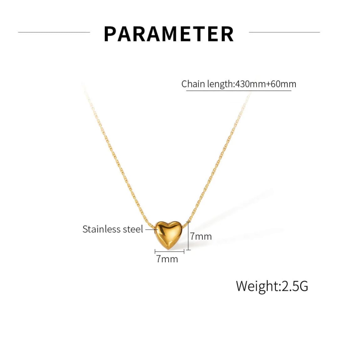 Minimalist Heart Pendant Gold Plated Stainless Steel Necklace