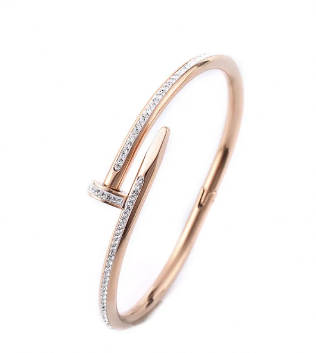 Stainless Steel Cubic Zirconia Rose-Gold Bracelets & bangle For Women Nail Kada
