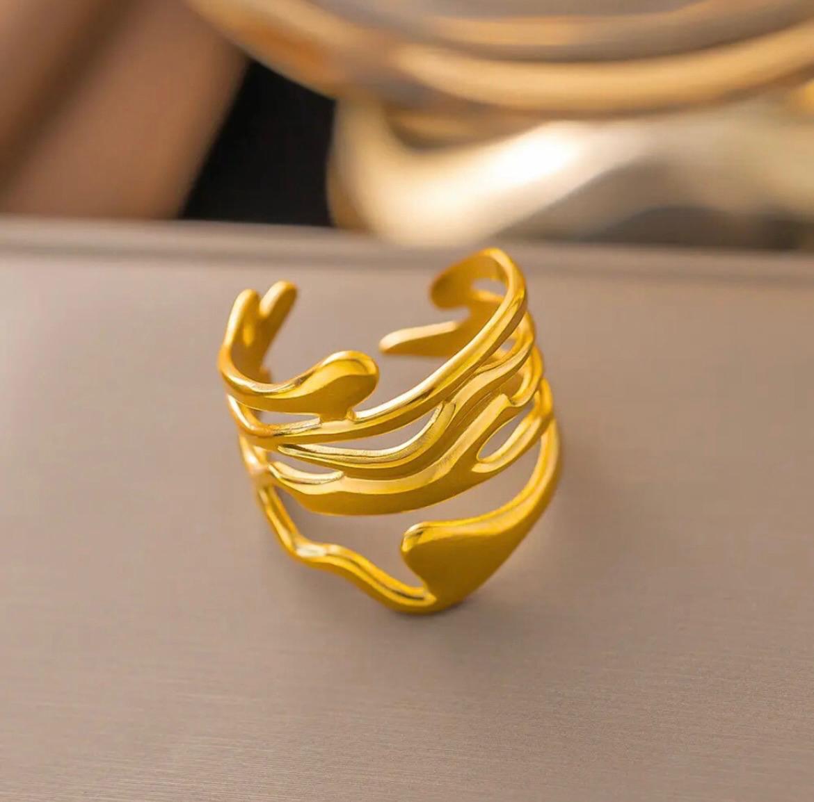 Abstract Ring - 22K Gold Plated