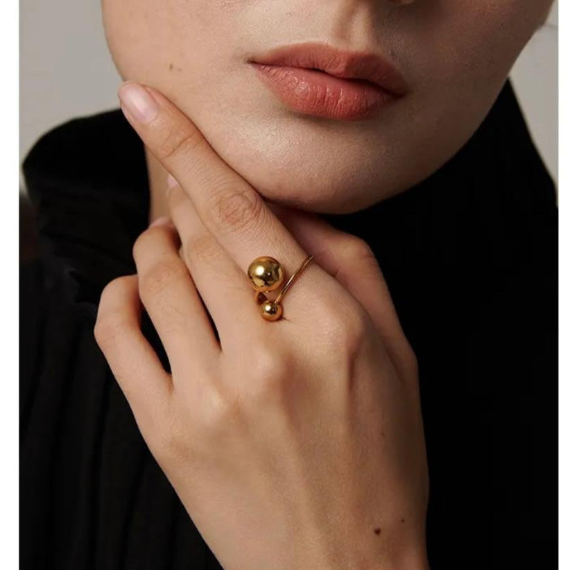 Classy Ball Ring - 22K Gold Plated