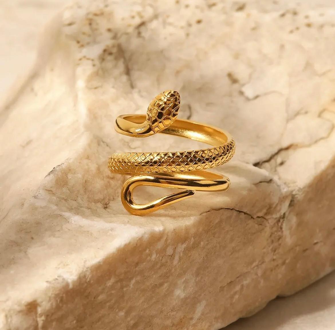 Trendy Snake Pattern Ring - 18K Gold Plated