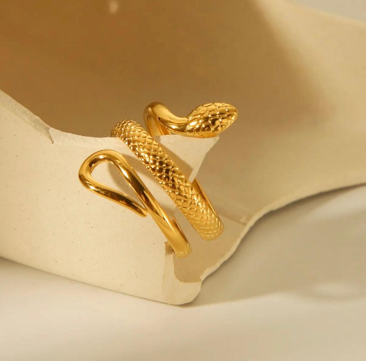 Trendy Snake Pattern Ring - 18K Gold Plated