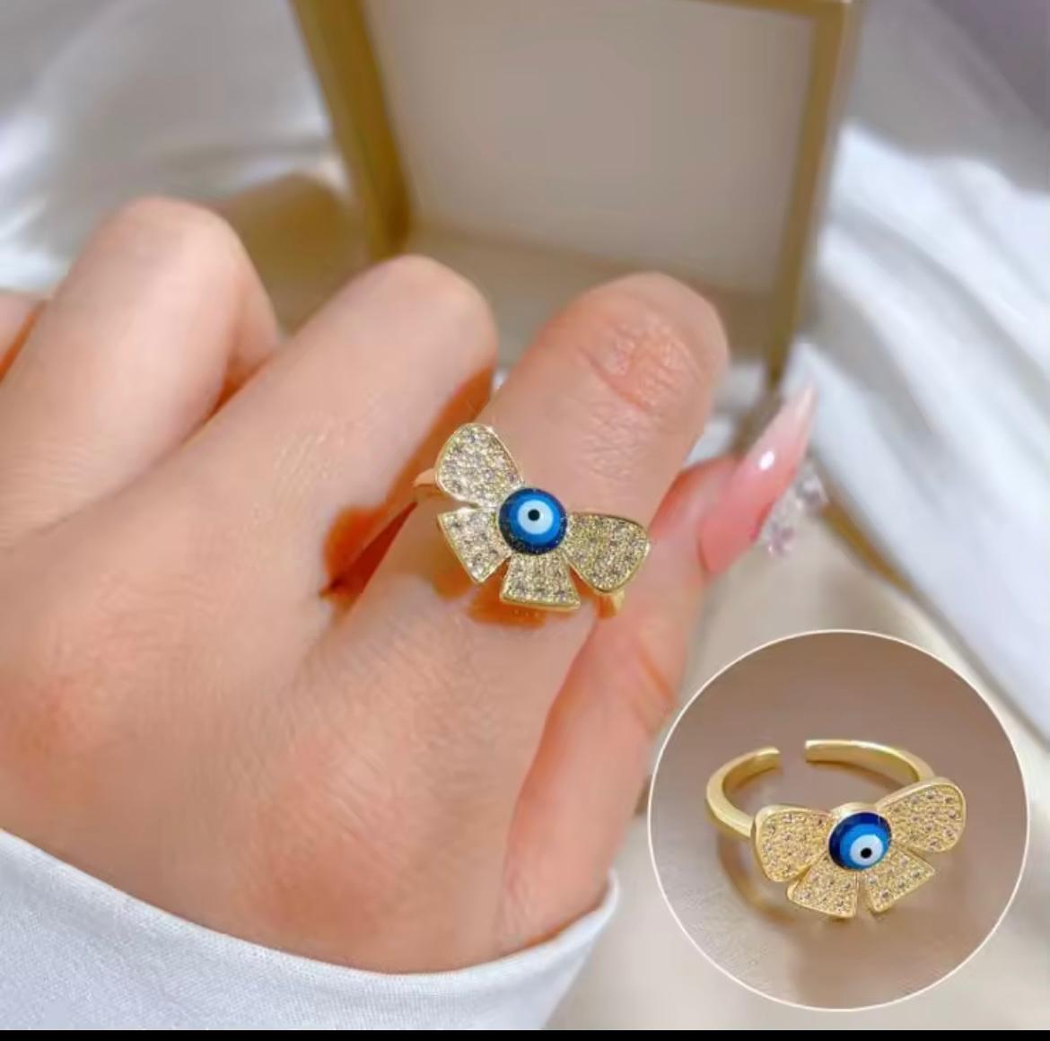 Butterfly Evil Eye Korean Ring