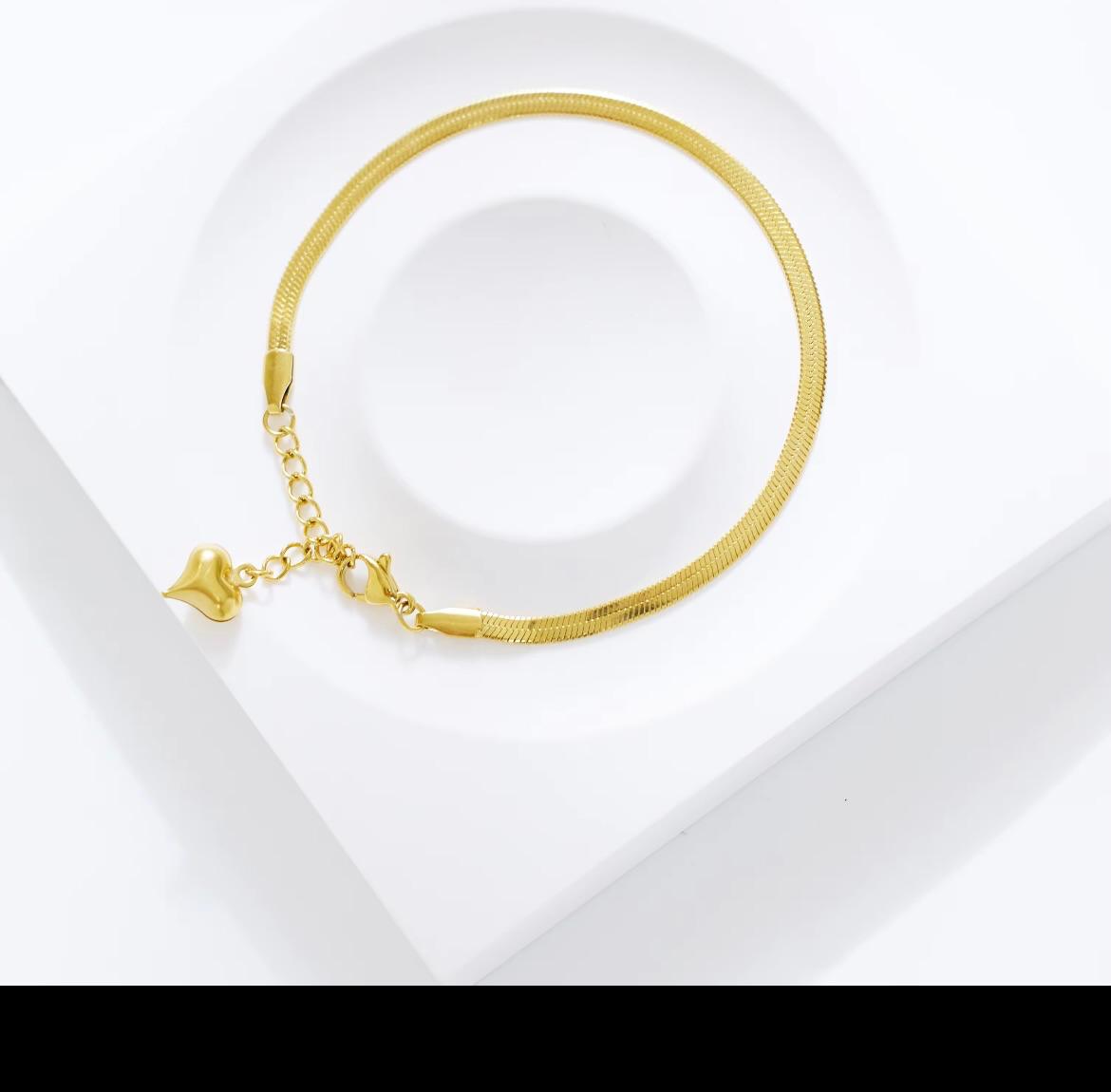 Shiny and Long Lasting Gold Snake Chain Anklet & Bracelet - 22K Gold Plated