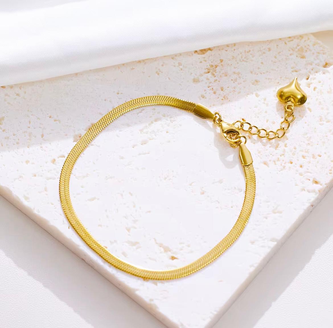 Shiny and Long Lasting Gold Snake Chain Anklet & Bracelet - 22K Gold Plated