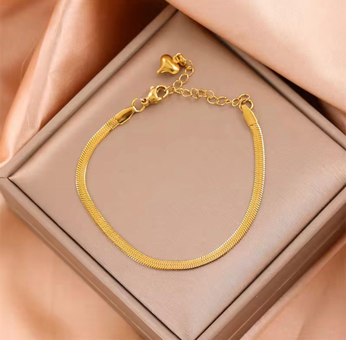 Shiny and Long Lasting Gold Snake Chain Anklet & Bracelet - 22K Gold Plated