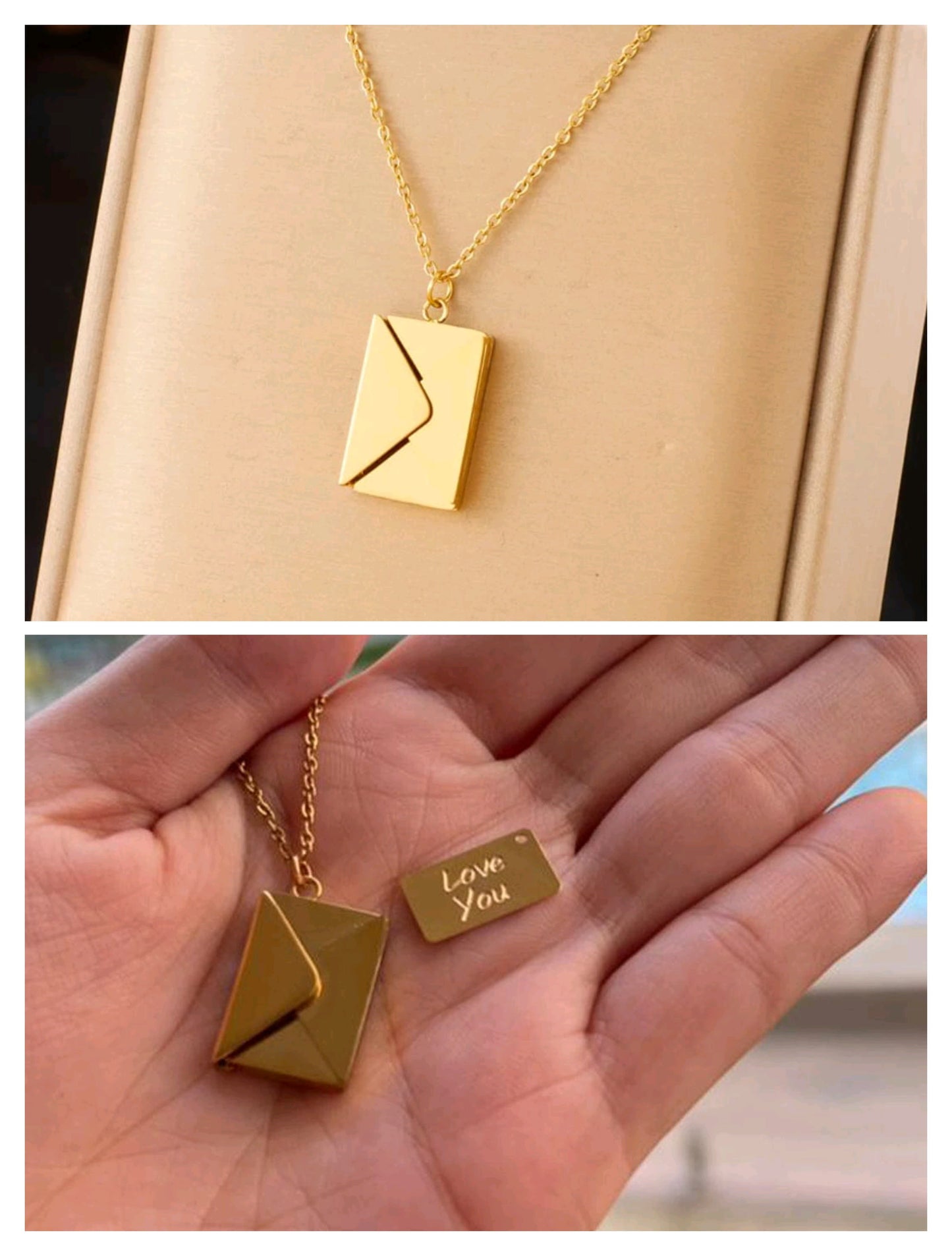 18K Gold Plated, love letter envelope Necklace