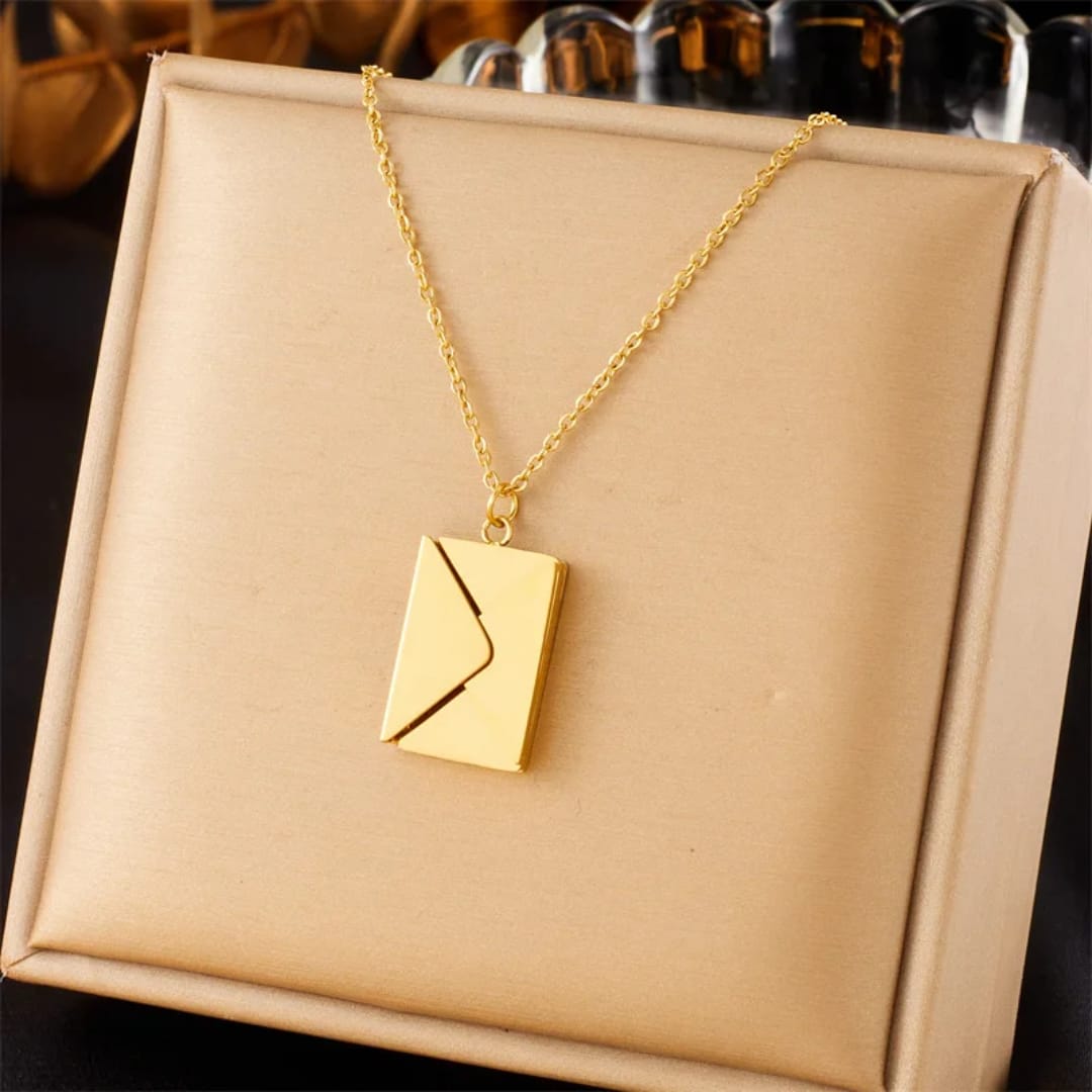 18K Gold Plated, love letter envelope Necklace