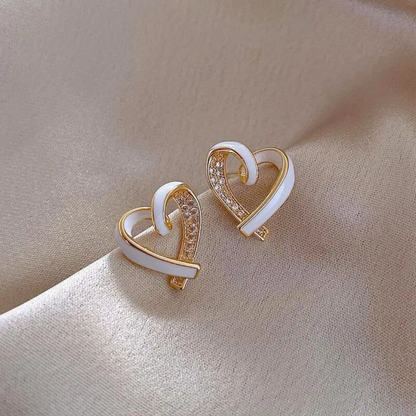 Cute White Heart Korean Earring