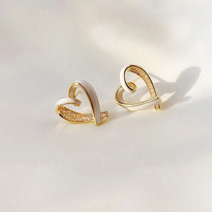 Cute White Heart Korean Earring