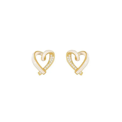 Cute White Heart Korean Earring