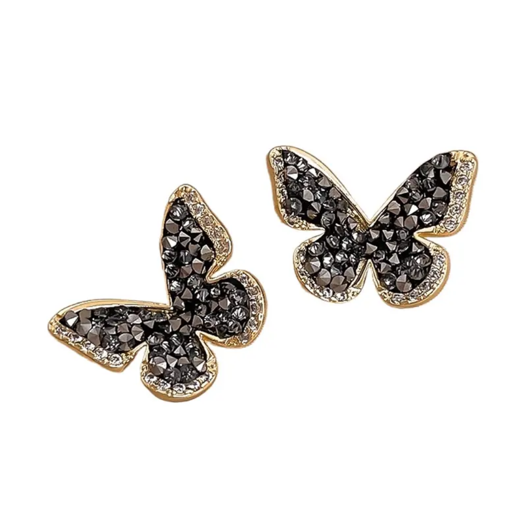 Black Butterfly Stone Korean Earring