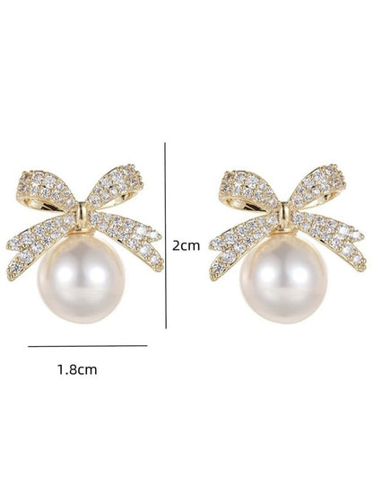 Cute Pearl Bow Korean Earrings