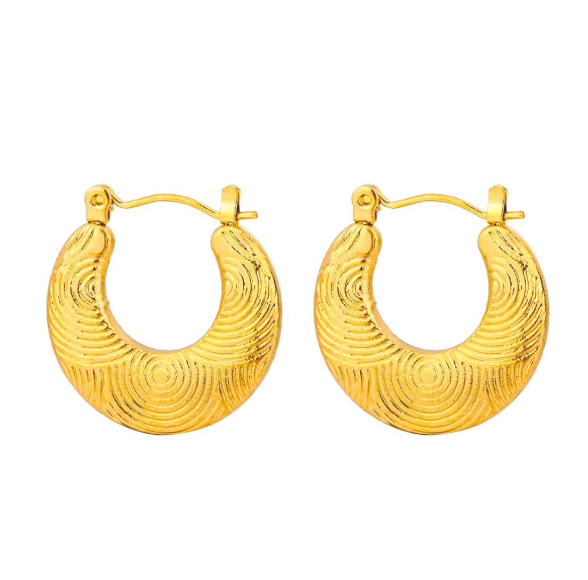 Trendy Textured Circular Round Hoop Earrings