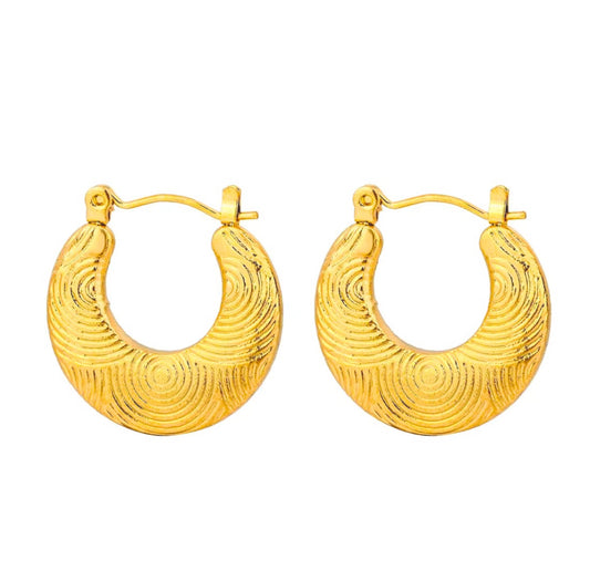 Trendy Textured Circular Round Hoop Earrings