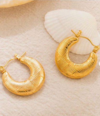 Trendy Textured Circular Round Hoop Earrings