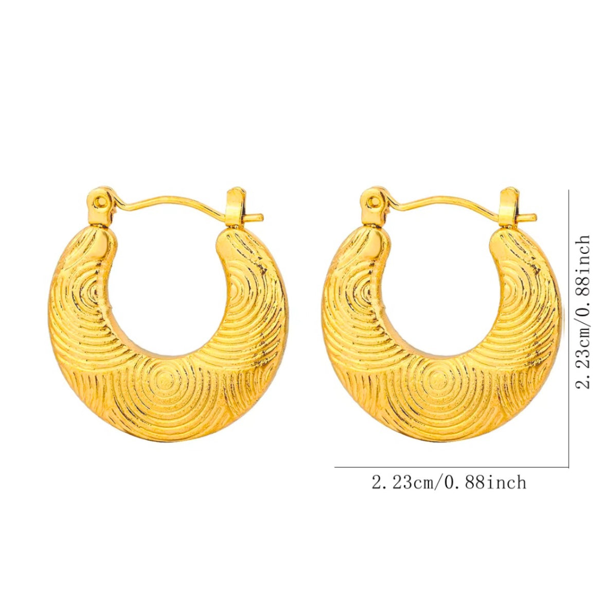 Trendy Textured Circular Round Hoop Earrings