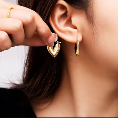 Chunky Heart Hoop Earring