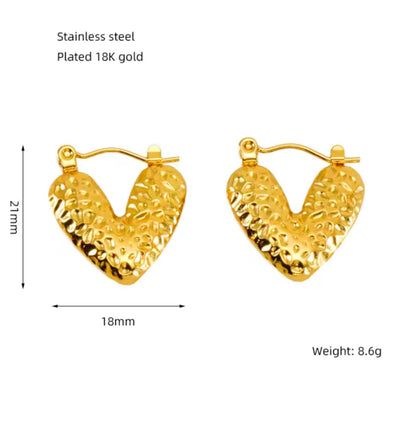 Chunky Dotted Heart Hoop Earring