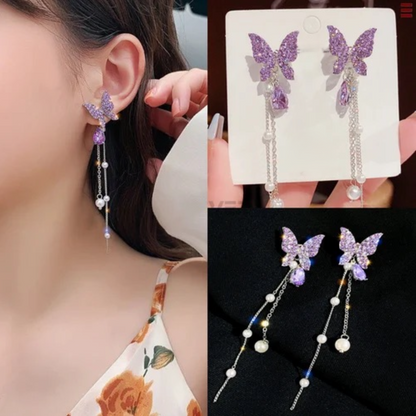 Purple Butterfly Korean Earrings