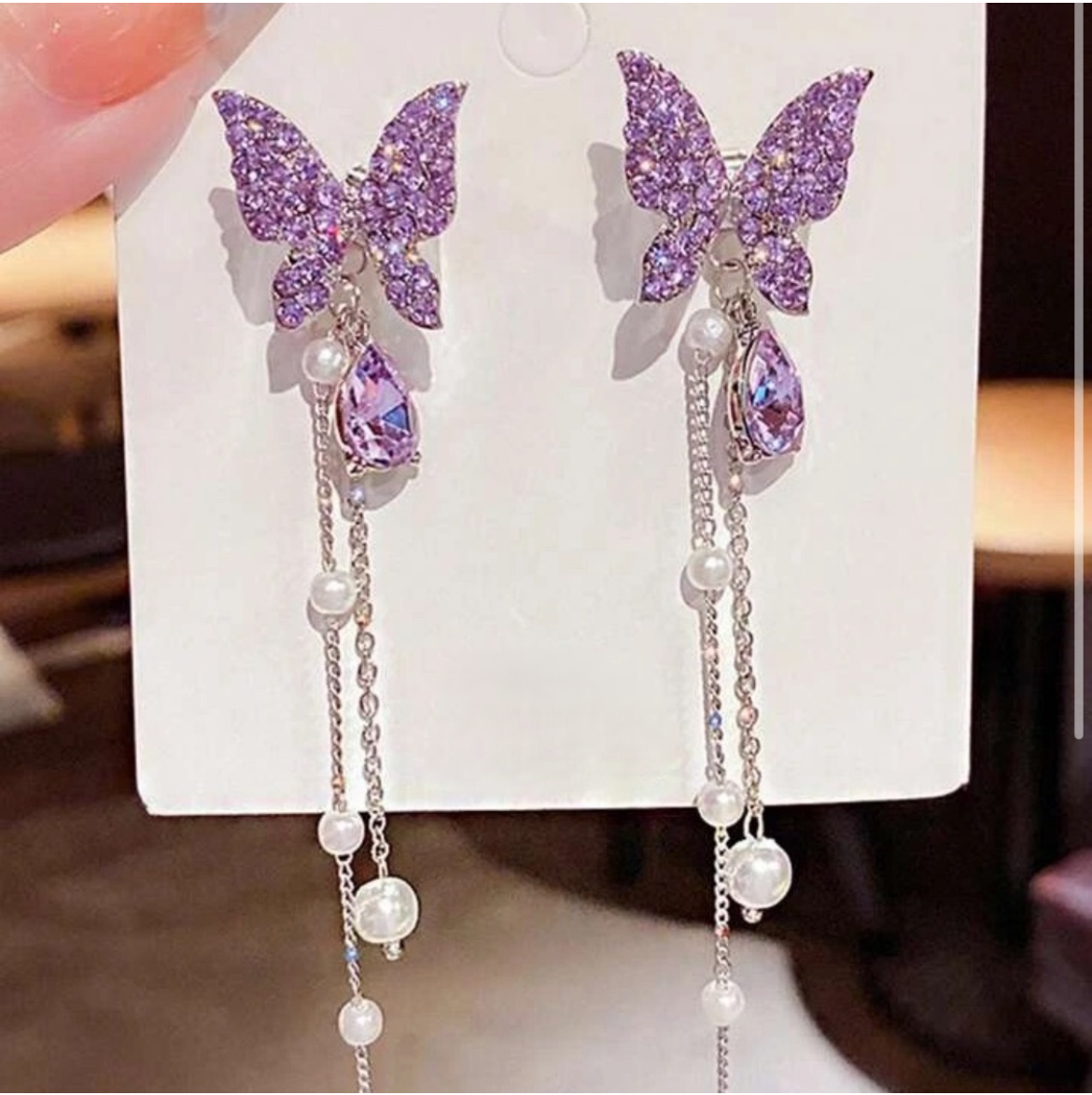 Purple Butterfly Korean Earrings