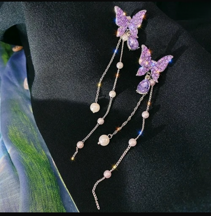 Purple Butterfly Korean Earrings