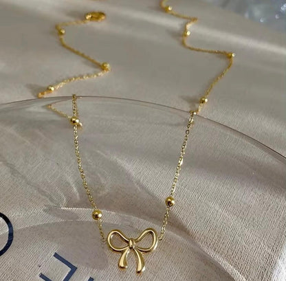 Pinterest Bow Pendant Necklace - 18K Gold Plated