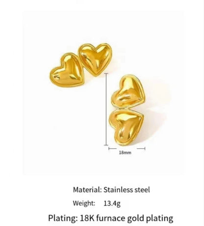 Classic Double Heart Earrings - 18K Gold Plated