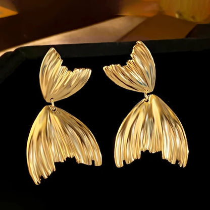 Fish Tail Earrings - 18K Gold Plated