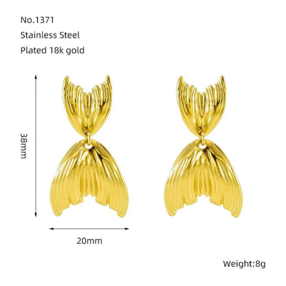 Fish Tail Earrings - 18K Gold Plated