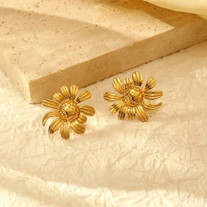Flower Studs Earrings - 18K Gold Plated