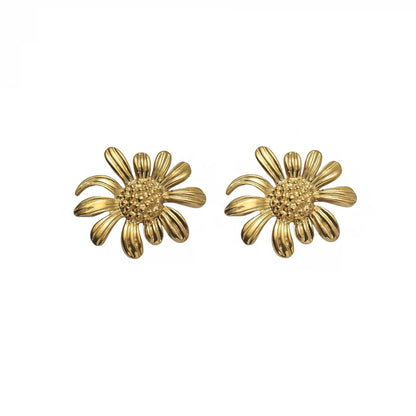 Flower Studs Earrings - 18K Gold Plated