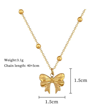 Elegant Bow Pendent Necklace - 18K Gold Plated