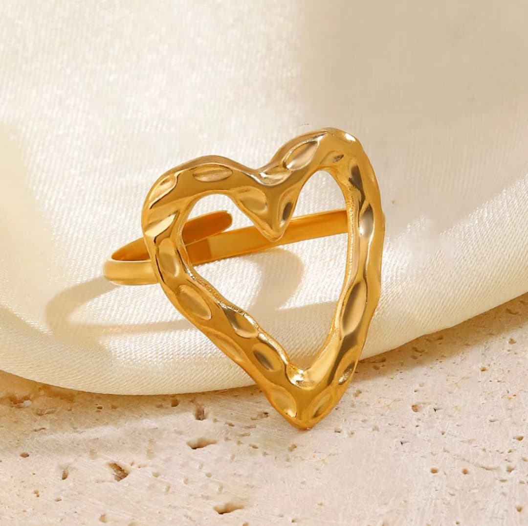 Irregular Heart Shape Ring 18K Gold Plated - Adjustable