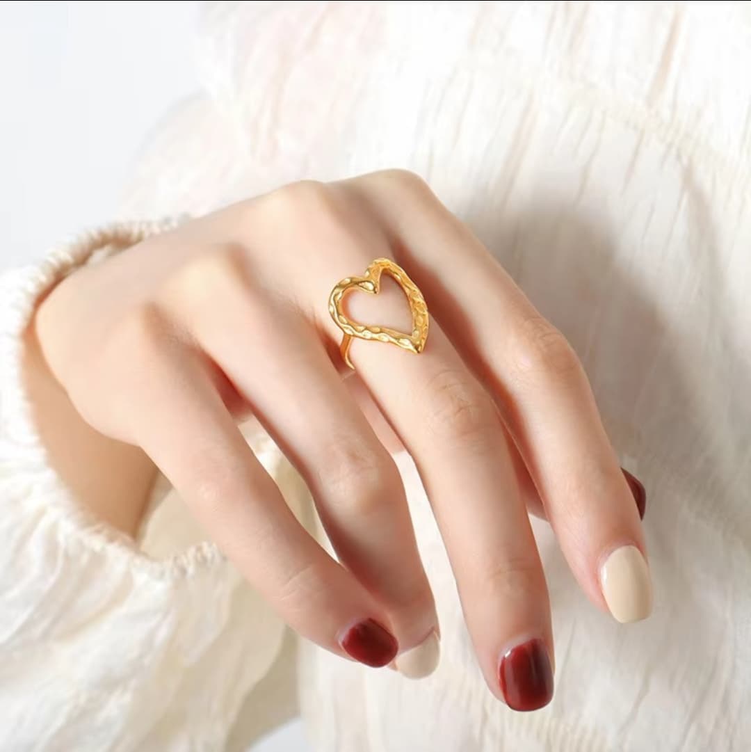 Irregular Heart Shape Ring 18K Gold Plated - Adjustable