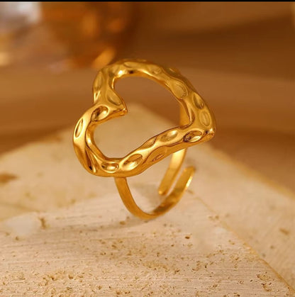 Irregular Heart Shape Ring 18K Gold Plated - Adjustable