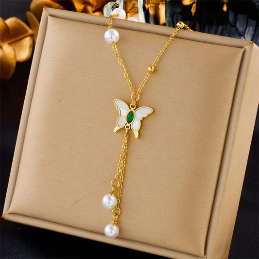 Deep Neck Butterfly Pendent - 18K Gold Plated