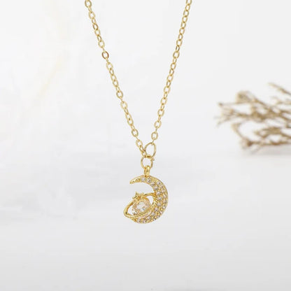 Moon Pendent Necklace - 18K Gold Plated