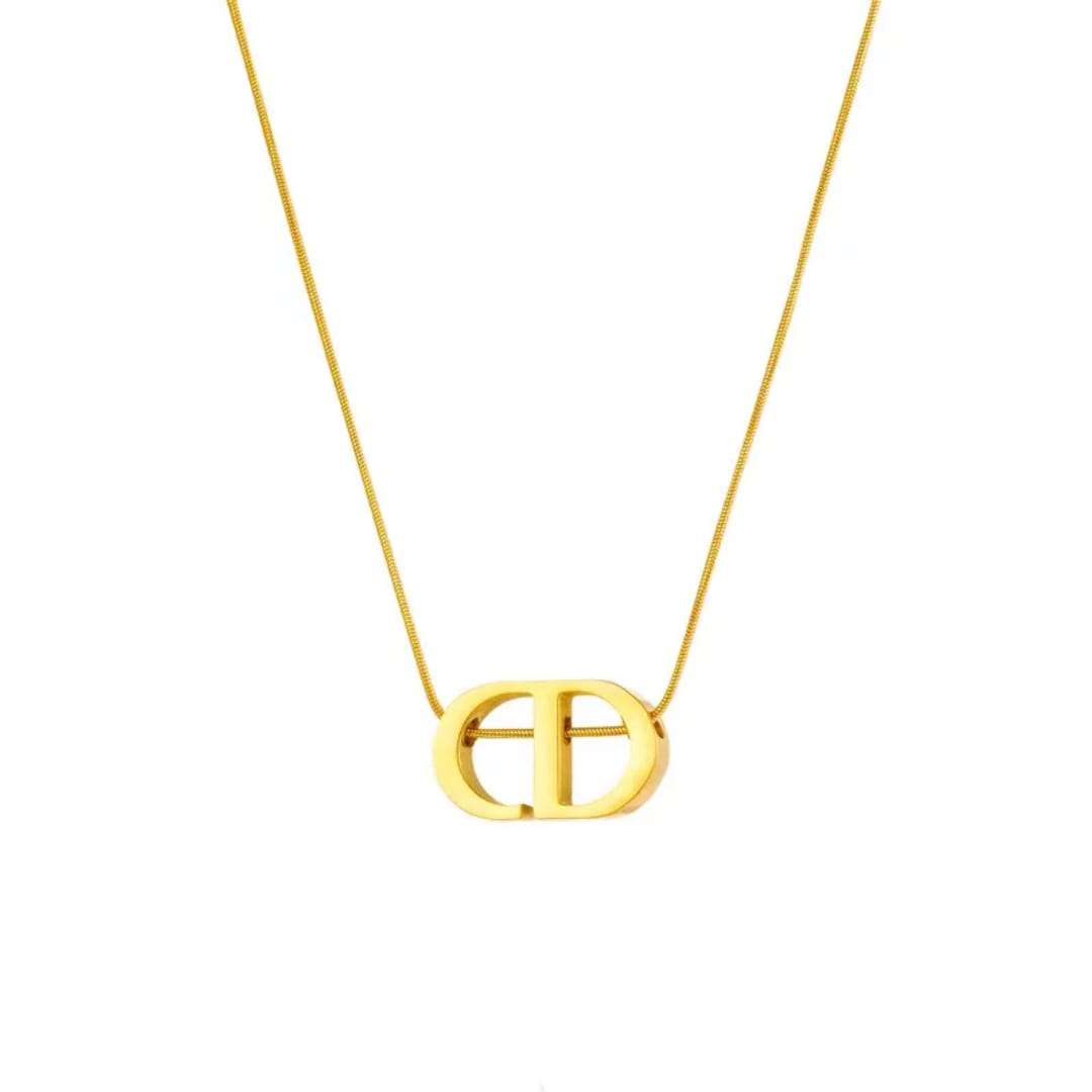 Chunky CD Dupe Pendent Necklace - 18K Gold Plated