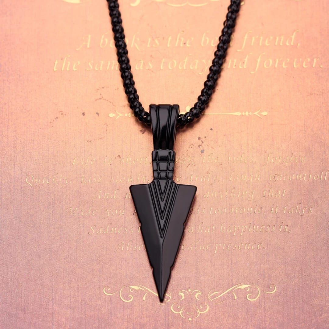 Black Arrow Design Locket Pendent - Stainless Steel