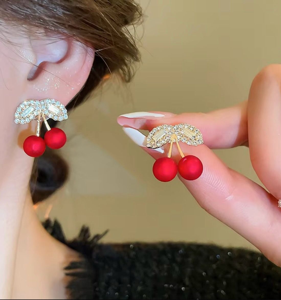 Classic Cherry Korean Earrings