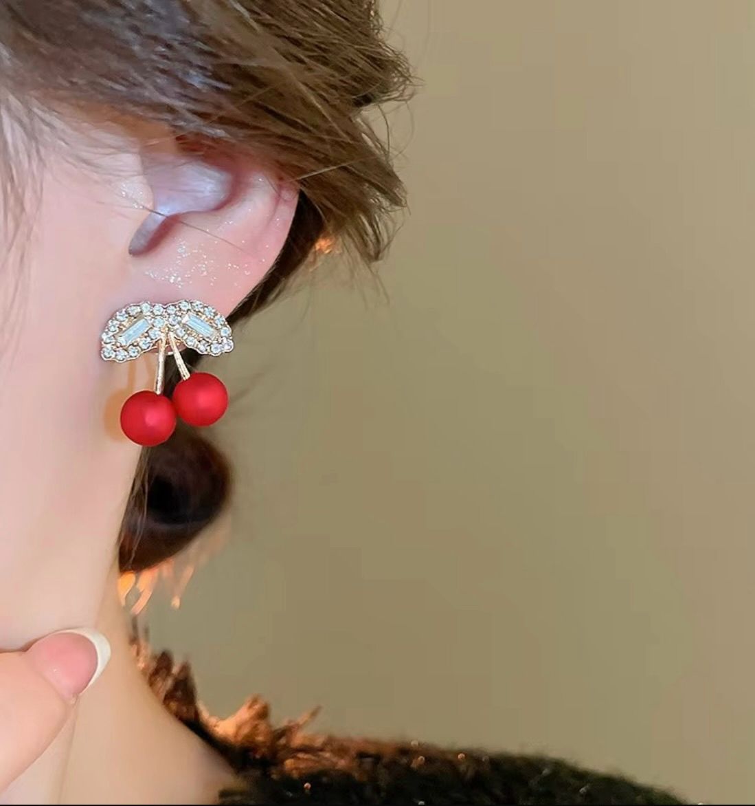 Classic Cherry Korean Earrings