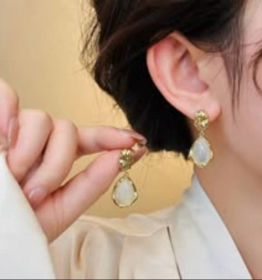 Golden Water Droplet Korean Earring