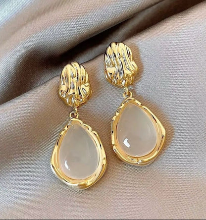 Golden Water Droplet Korean Earring